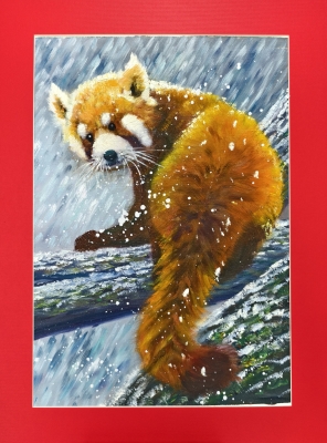 雪中小熊貓-12-x-16-油畫-1