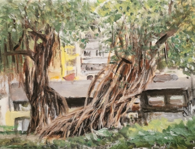 公園老樹-40x50cm-布本油彩