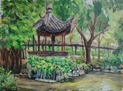 九龍寨城公園-30x40-塑膠彩