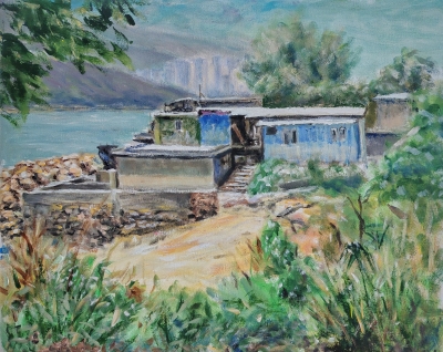 鲤魚門石礦場-30x40-塑膠彩