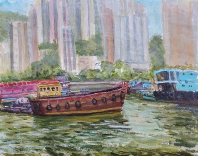 鸭脷洲海傍30x40-塑膠彩