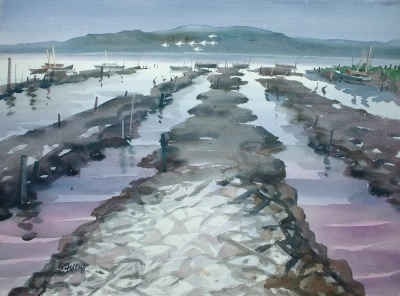 流浮山蠔田  Oyster Field in Lau Fau Shan  80x50